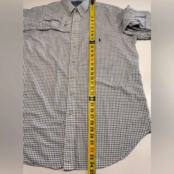 Mens Polo Ralph Lauren Classic Fit White /Blue Plaid Button Down Shirt XLT Tall - Picture 5 of 6